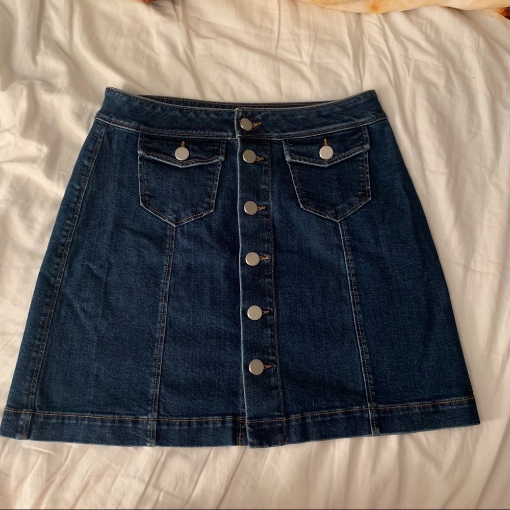 Button up denim skirt